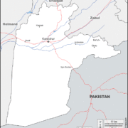 Mapa de Kandahar con nombres y sin nombres
