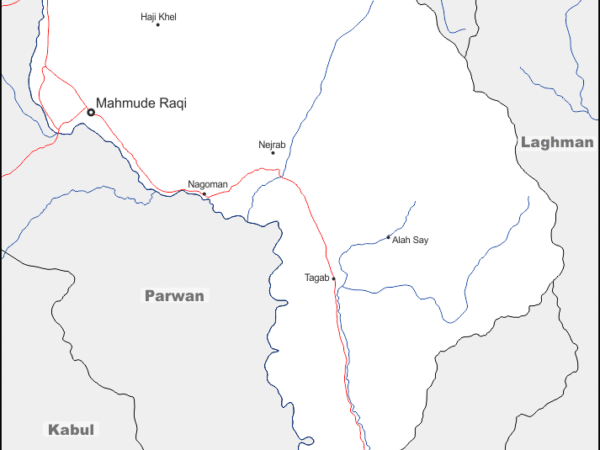 Mapa de Kapisa con nombres y sin nombres