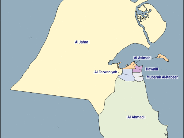 Mapa de Kuwait con nombres y sin nombres