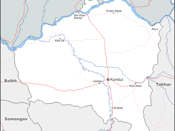 Mapa de Kunduz con nombres y sin nombres