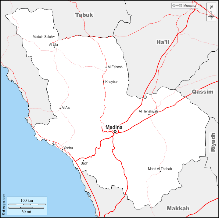 Mapa de Medina con nombres y sin nombres