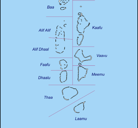 Mapa de Maldivas con nombres y sin nombres