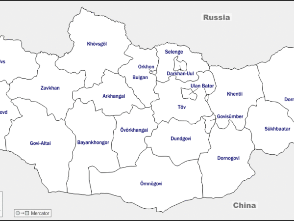 Mapa de Mongolia con nombres y sin nombres