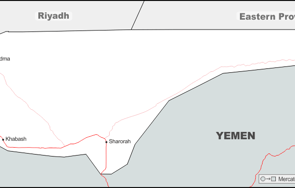Mapa de Najrán (Arabia Saudita) con nombres y sin nombres