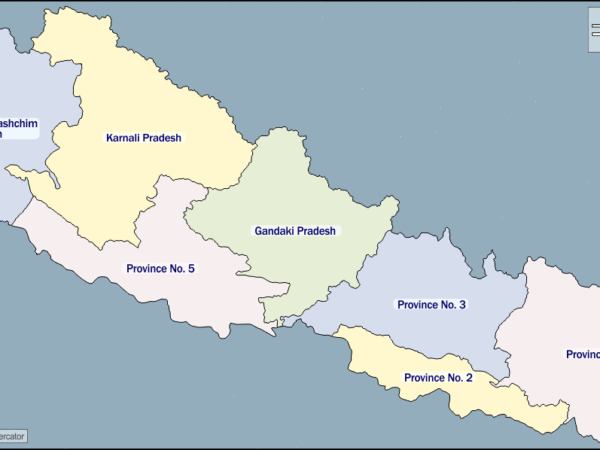 Mapa de Nepal con nombres y sin nombres