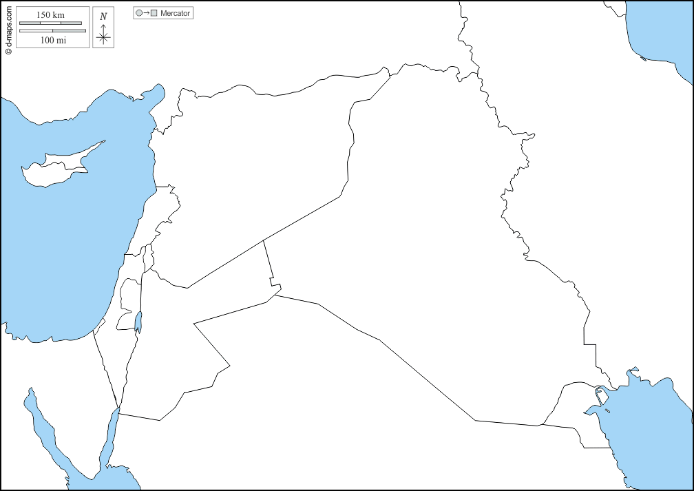 Mapa de Oriente Medio con nombres y sin nombres