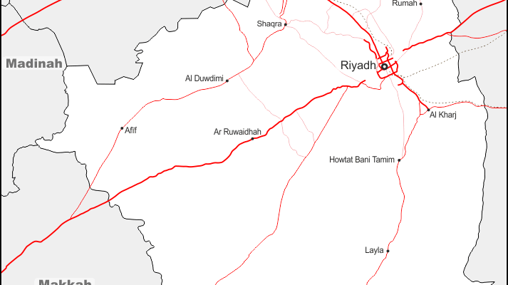 Mapa de Riad (Arabia Saudita) con nombres y sin nombres