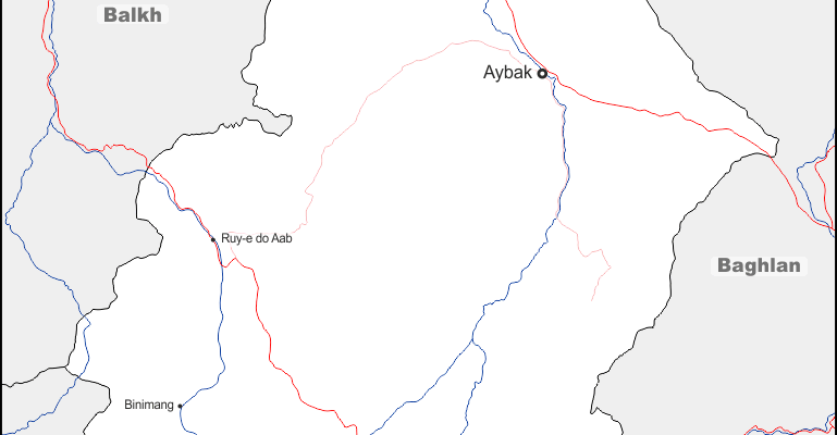 Mapa de Samangan con nombres y sin nombres