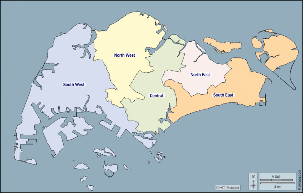 Mapa de Singapur con nombres y sin nombres