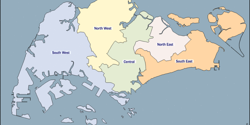 Mapa de Singapur con nombres y sin nombres