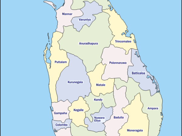 Mapa de Sri Lanka con nombres y sin nombres