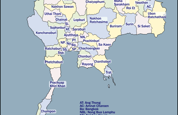 Mapa de Tailandia con nombres y sin nombres