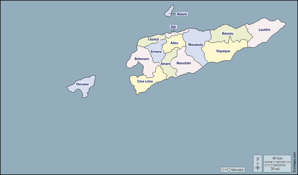Timoc Map Mapa de Timor Oriental con nombres y sin nombres