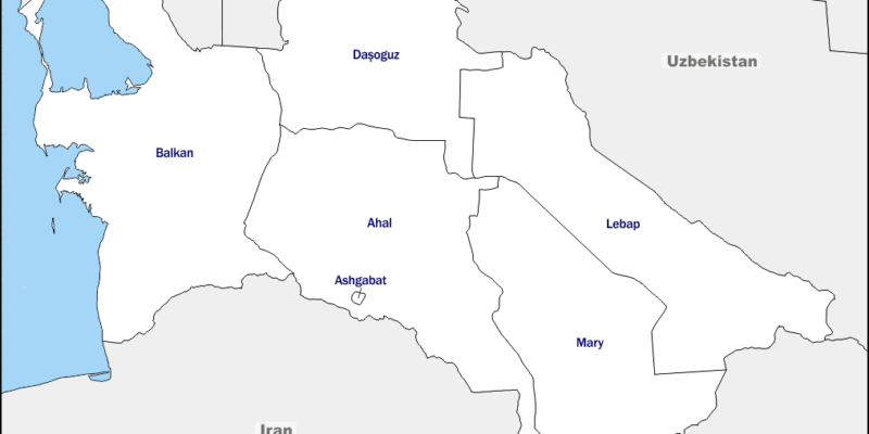 Mapa de Turkmenistán con nombres y sin nombres