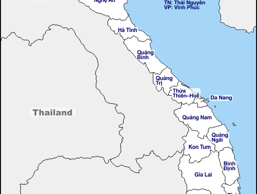 Mapa de Vietnam con nombres y sin nombres