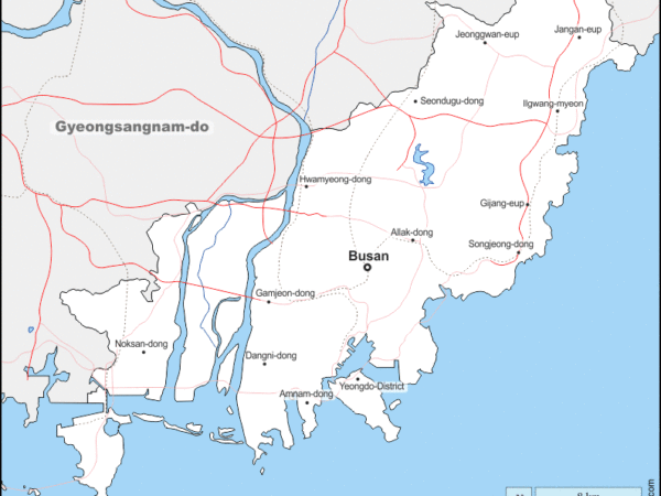 Mapa de Busan con nombres y sin nombres
