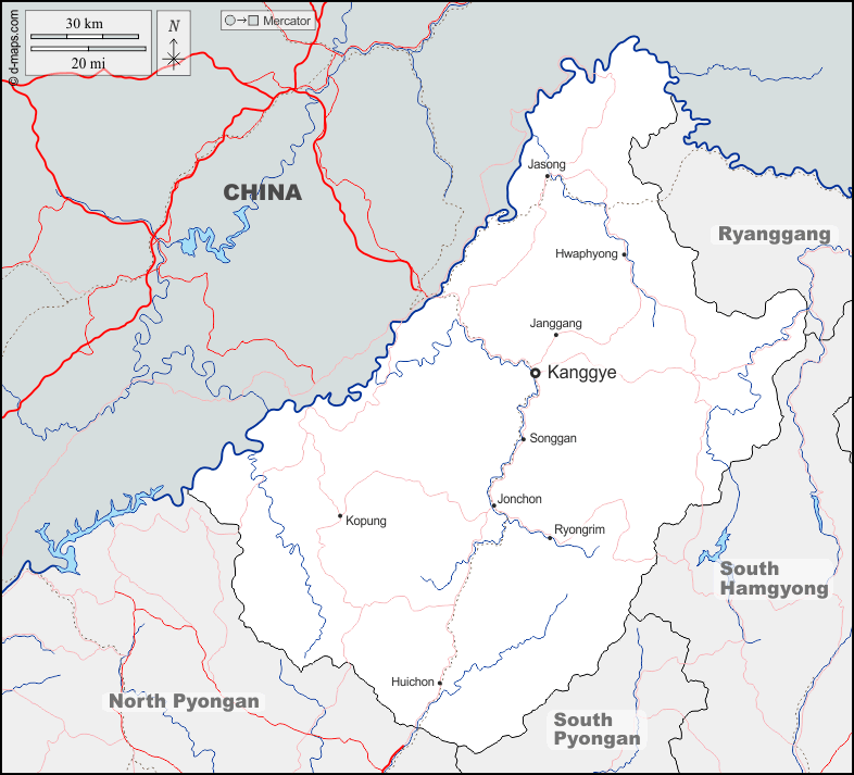 Mapa de Chagang con nombres y sin nombres