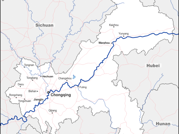 Mapa de Chongqing con nombres y sin nombres