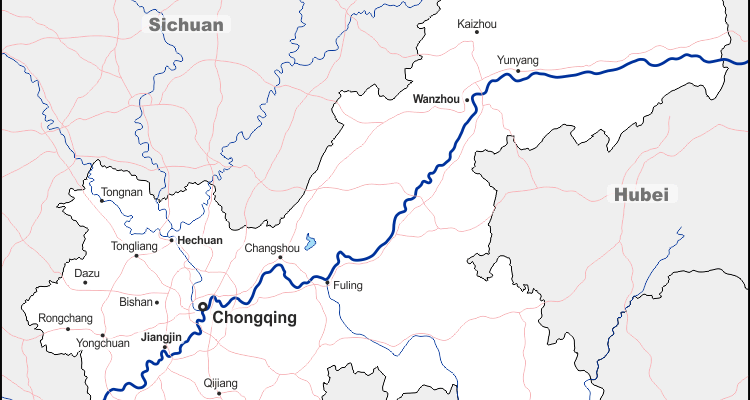 Mapa de Chongqing con nombres y sin nombres