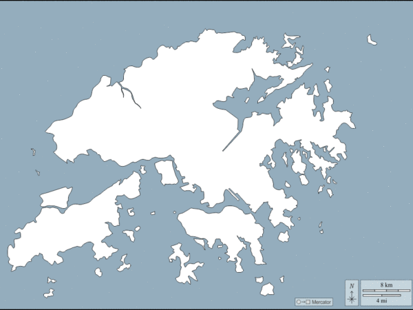 Mapa de Hong Kong con nombres y sin nombres