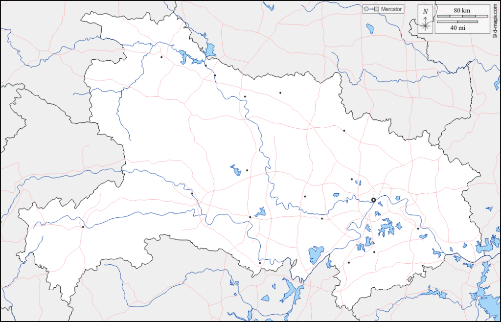 Mapa de Hubei (China) con nombres y sin nombres
