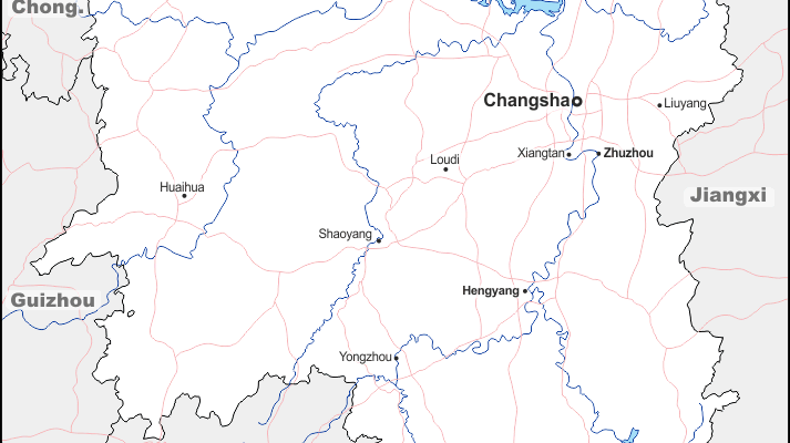 Mapa de Hunan (China) con nombres y sin nombres