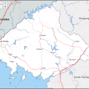 Mapa de Pyongan del Norte con nombres y sin nombres