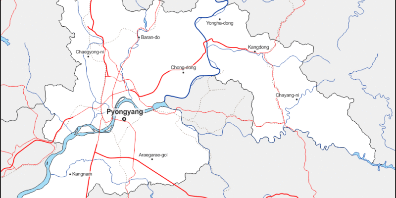 Mapa de Pionyang con nombres y sin nombres