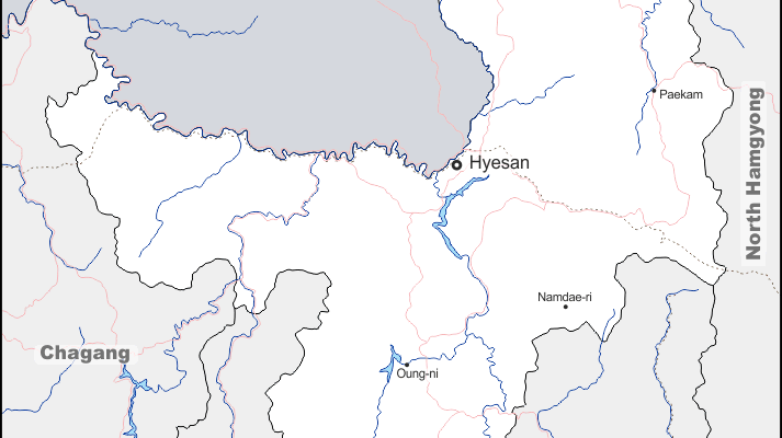 Mapa de Ryanggang con nombres y sin nombres