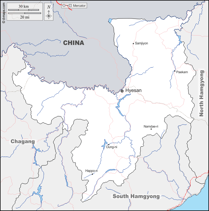 Mapa de Ryanggang con nombres y sin nombres