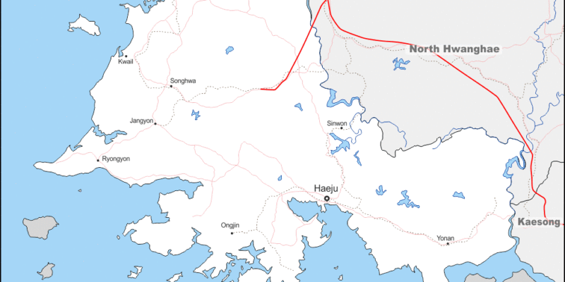 Mapa de Hwanghae del Sur con nombres y sin nombres