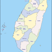 Mapa de Taiwán (China) con nombres y sin nombres