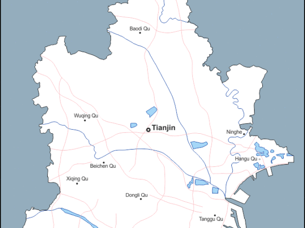 Mapa de Tianjin (China) con nombres y sin nombres