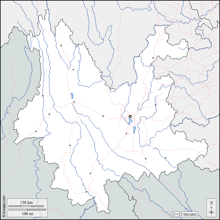 Mapa de Yunnan (China) con nombres y sin nombres