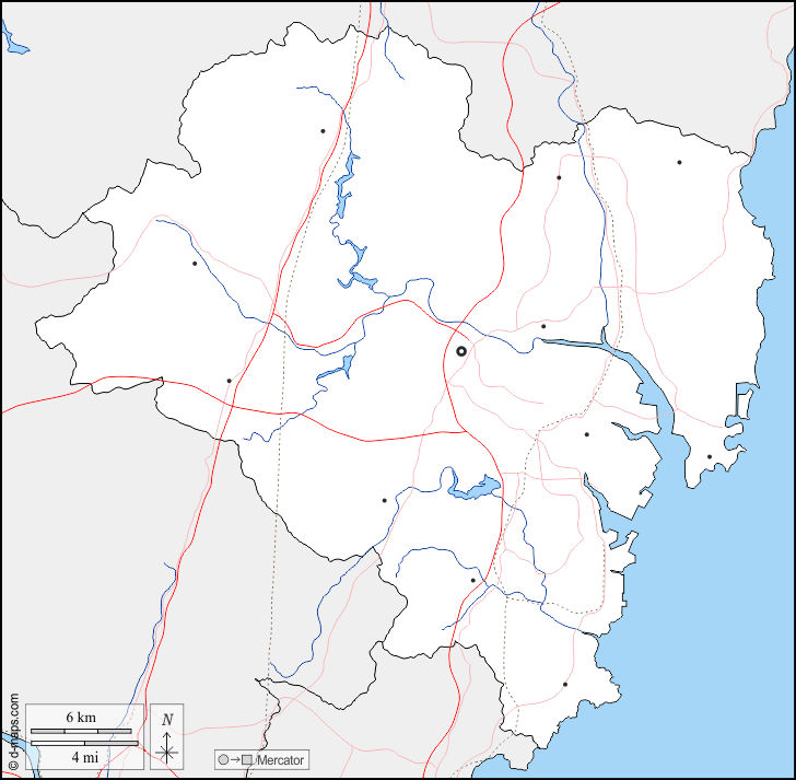 Mapa de Ulsan con nombres y sin nombres